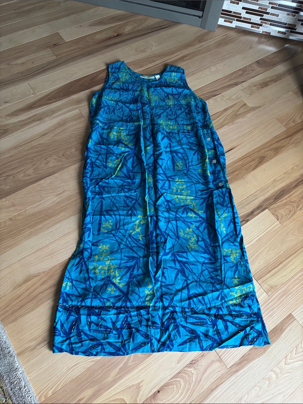 French Laundry, Caribbean blues and Yellow Floral Maxi Dress.
